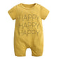 Ayiyo Baby Infant Short Sleeves Happy Printed Bodysuit Rompers Shortalls Outfit Yellow