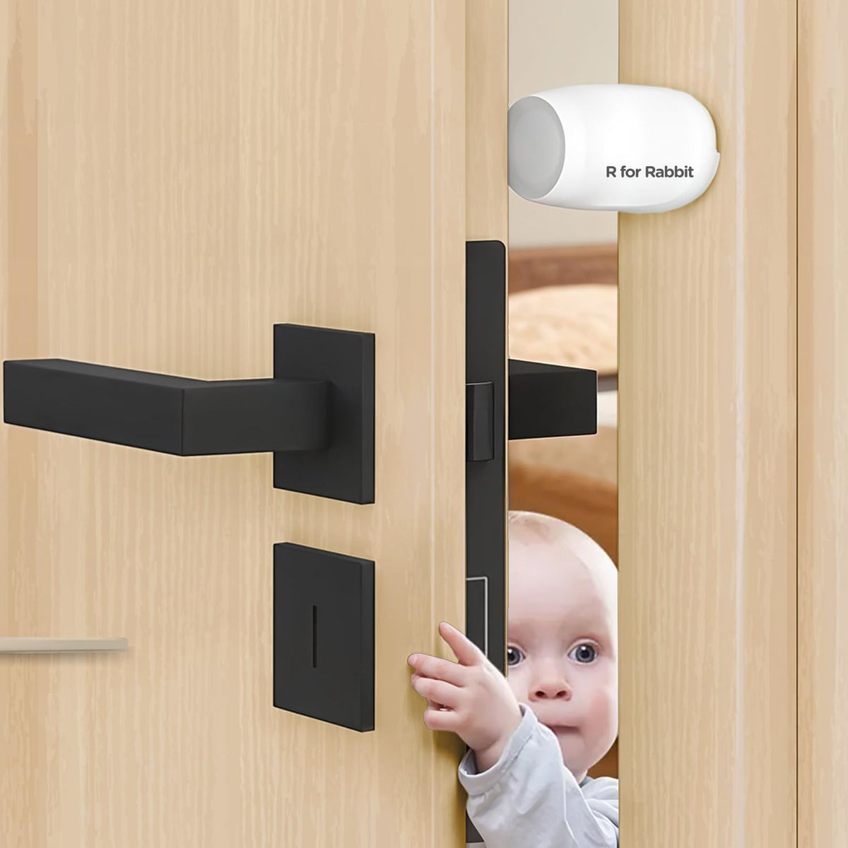 R For Rabbit Protector Plus Door Stopper For Kids | Safety Certified | Prevents Finger Pinching | 180 Rotating | Strong 3M Adhes