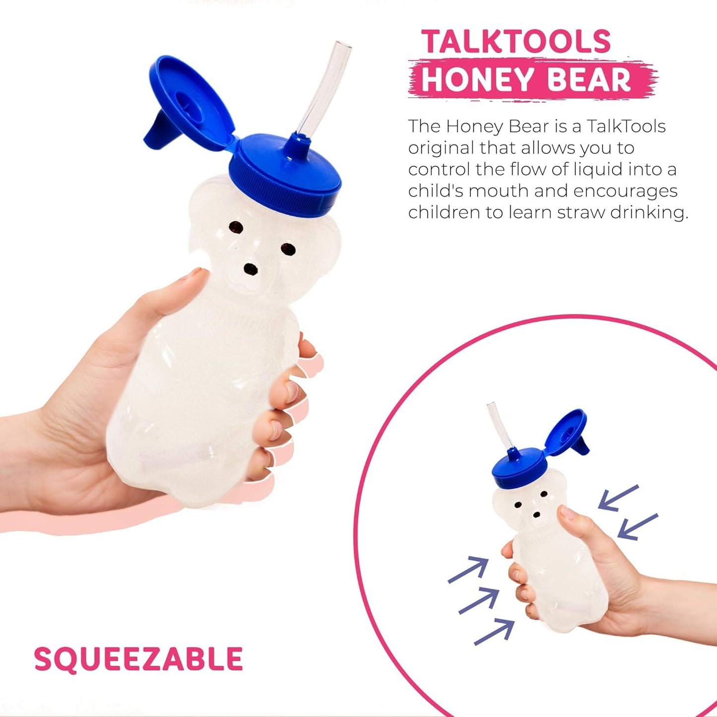 Talktools Honey Bear Straw Cup For Babies - Bpa-Free, Food-Grade Therapy Sippy Bottles For Speech And Feeding Training - Leak-Pr