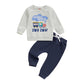 CREAIRY Toddler Baby Boy 2nd Birthday Outfit Choo Choo Im Two Train Sweatshirt Long Sleeve T-Shirt Pants Set Fall Clothes (Gray