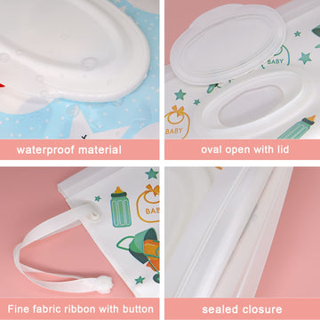 Dommare 4 Pack Baby Wipes Dispenser, Refillable Travel Wet Wipes Holder Portable Reusable Wipe Case Lightweight Waterproof With
