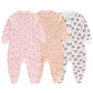 MAMIMAKA Baby Girls One-Piece Footies Jumsuit Zip Cotton Newborn Clothes Outfits, 0-3 Months