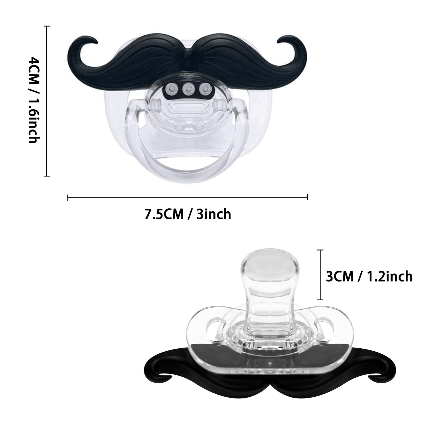 Funny Baby Pacifiers,Mustache Pacifiers 0-18 Months For Babies,Mustache Binky,Gift For Newborns,Infants,Toddlers,Baby Boys,Bpa F