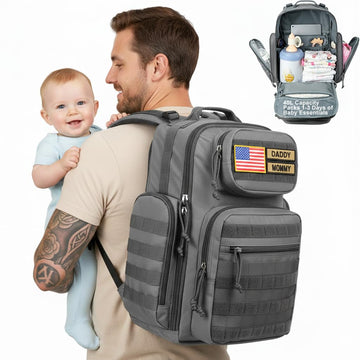 MIRACOL Diaper Bag Backpack for Men: 40L Heavy-Duty Tactical Style Dad Baby Bag with 16+ Pockets - MOLLE Webbing and Organized S