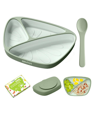 Qyeejong Baby Suction Plates for Toddler, Food Grade Platinum Silicone Baby Plates BPA Free, Divided Suction Toddler Plate Dishe