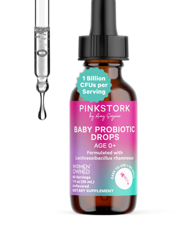 Pink Stork Baby Probiotic Drops, Newborn, Infant & Toddler Probiotics to Help Aid Digestion and Constipation Support, Newborn Es