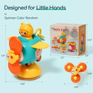 3 In 1 High Chair Toys With Suction Cups Spinner Baby Toys For Babies 6-12 Months,Infant Teething Tray Rattle Bath Toys For Babi