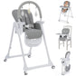 Ezebaby Foldable Baby High Chair, 3-in-1 Convertible High Chairs to Booster Seat, Portable High Chair with Adjustable Height and