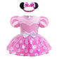 NEWEPIE Minnie Princess Costume for Baby Girls Halloween Outifts Christmas Birthday Romper Tutu Dress w/Headband Pink