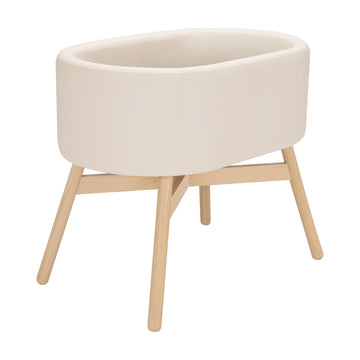 babyletto x GATHRE Capsule Bassinet in Vegan Ivory Leather, Wipeable & Water Resistant