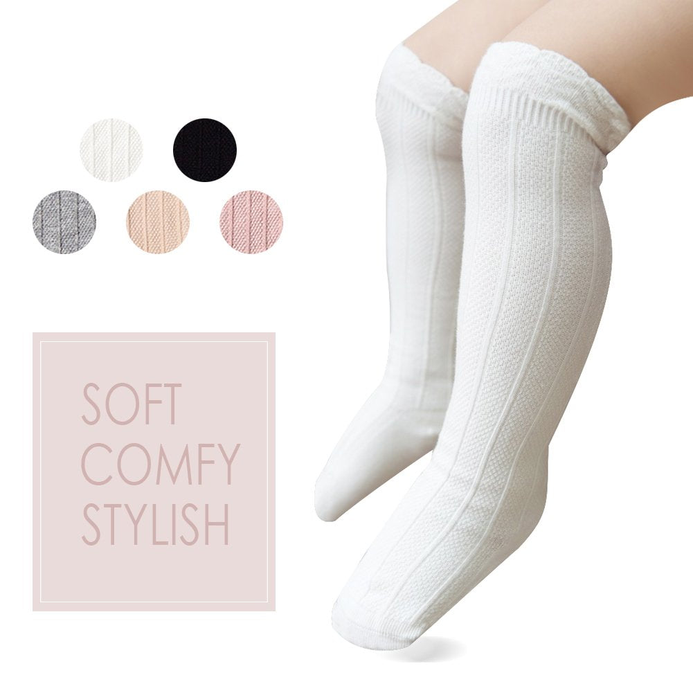 Epeius 3 Pair Pack Baby Girls Uniform Knee High Socks Toddlers Boys Seamless Cotton Tube Ruffled Stockings For 12-36 Months,Blac