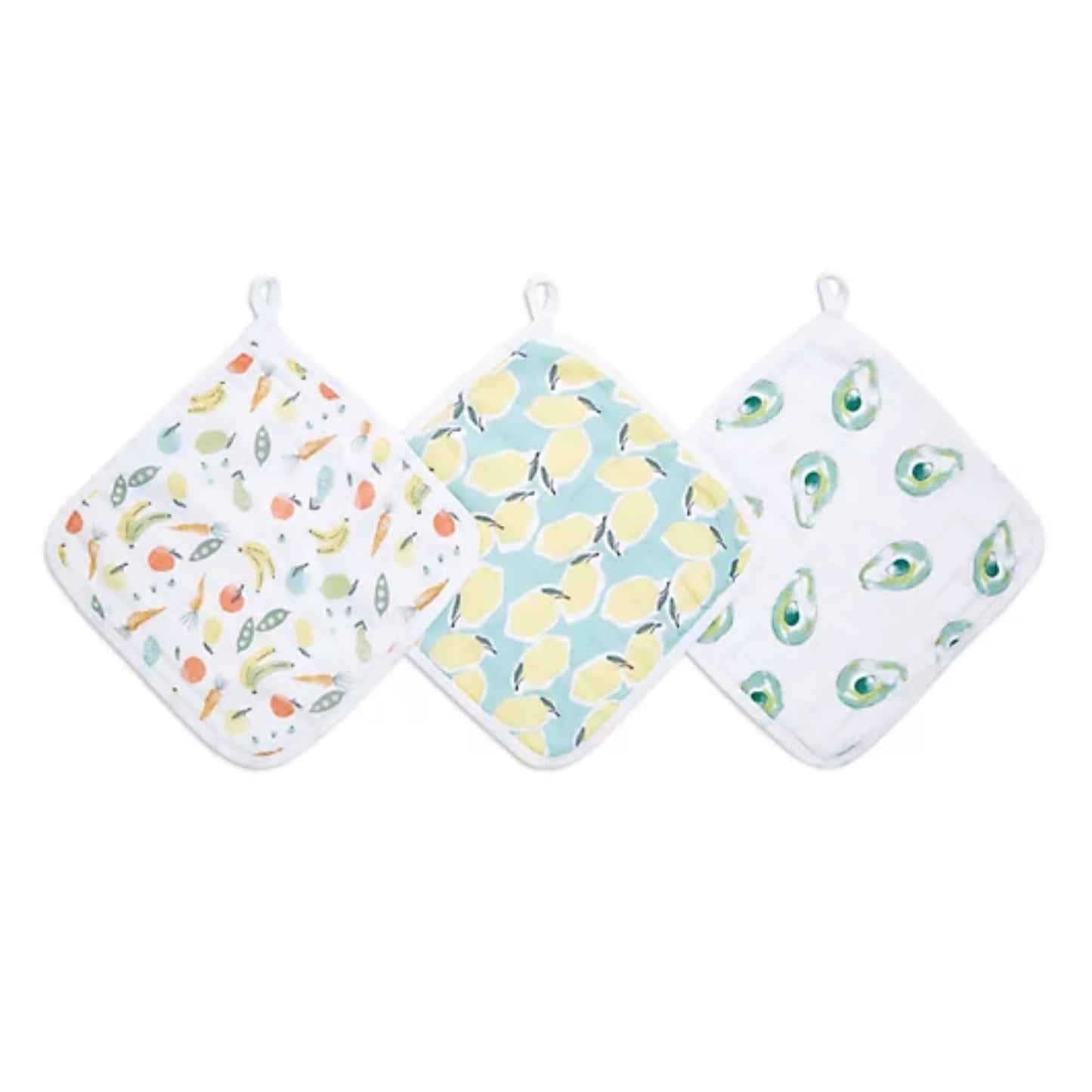 Aden + Anais Essentials Washcloth Set, Super Soft 100% Cotton Muslin, 3-Pack, Farm To Table