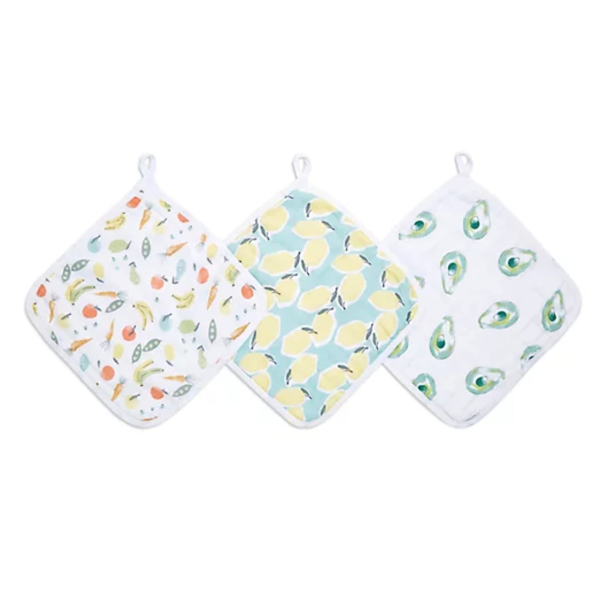 Aden + Anais Essentials Washcloth Set, Super Soft 100% Cotton Muslin, 3-Pack, Farm To Table