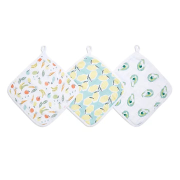Aden + Anais Essentials Washcloth Set, Super Soft 100% Cotton Muslin, 3-Pack, Farm To Table