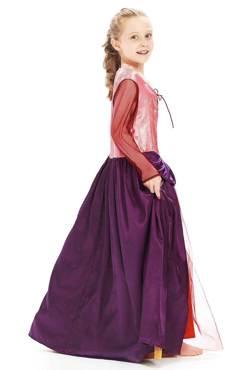 Taeyue Kids Girls Sarah Sanderson Costume Halloween Witch Cosplay Dress Outfit For Child,Medium