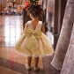 Baby Princess Girls Embroidery Dresses Toddler Lace Ruffles New Year Easter Tutu Dress With Headwear (Golden,80)