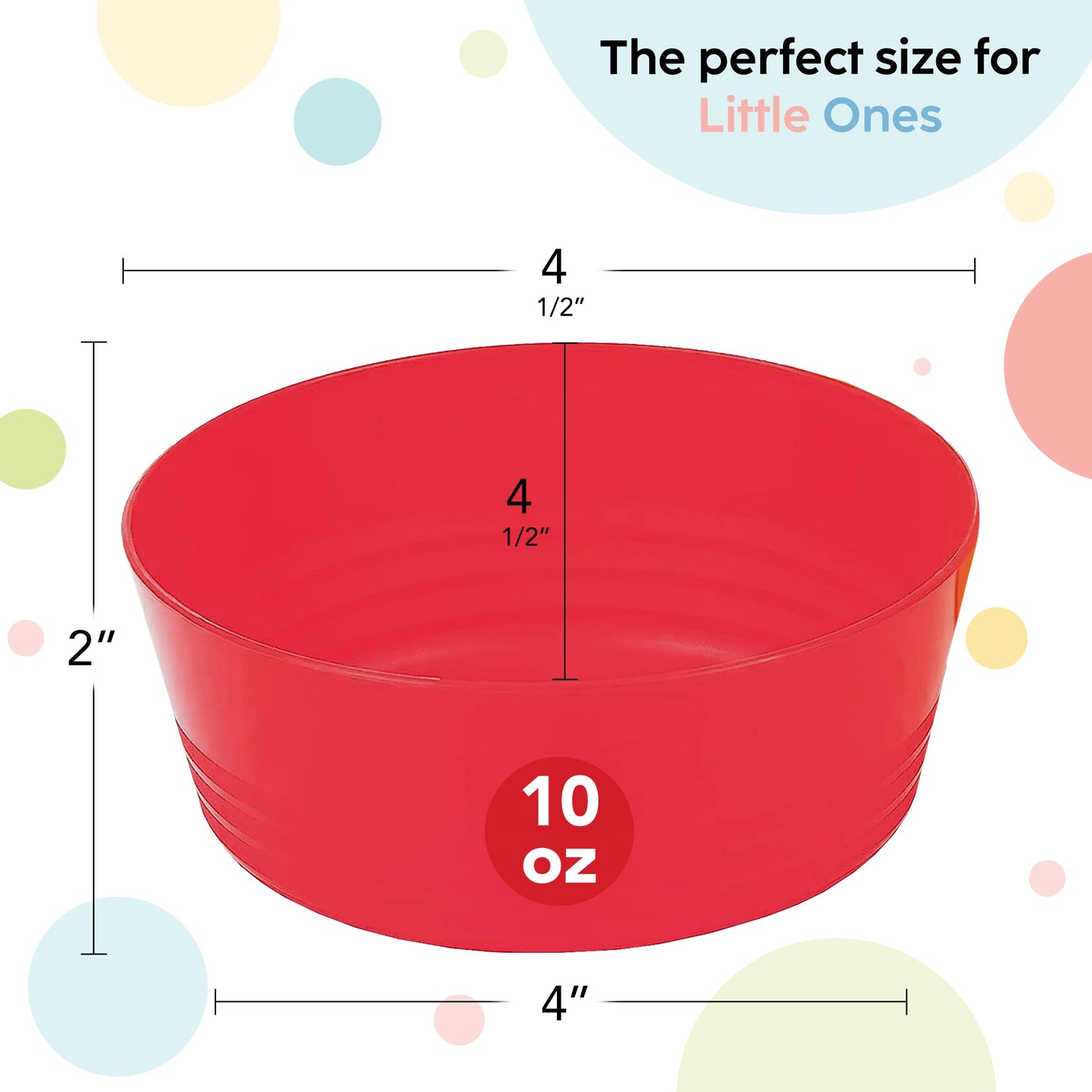 Plaskidy Plastic Toddler Bowls Set Of 6 Kids Bowls 10 Oz - Toddlers Cereal Bowls Microwave Dishwasher Safe Bpa Free Brightly Col