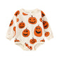 Mozikqin Baby Boy Girl Halloween Outfit Pumpkin Oversized Sweatshirt Romper Crewneck Pullover Sweater Onesie Fall Clothes (Pumpk