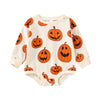 Mozikqin Baby Boy Girl Halloween Outfit Pumpkin Oversized Sweatshirt Romper Crewneck Pullover Sweater Onesie Fall Clothes (Pumpk
