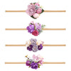 Cherrboll 4Pcs Baby Girl Headbands Flowers, Super Soft & Stretchy Nylon Floral Hairbands For Newborn Toddler