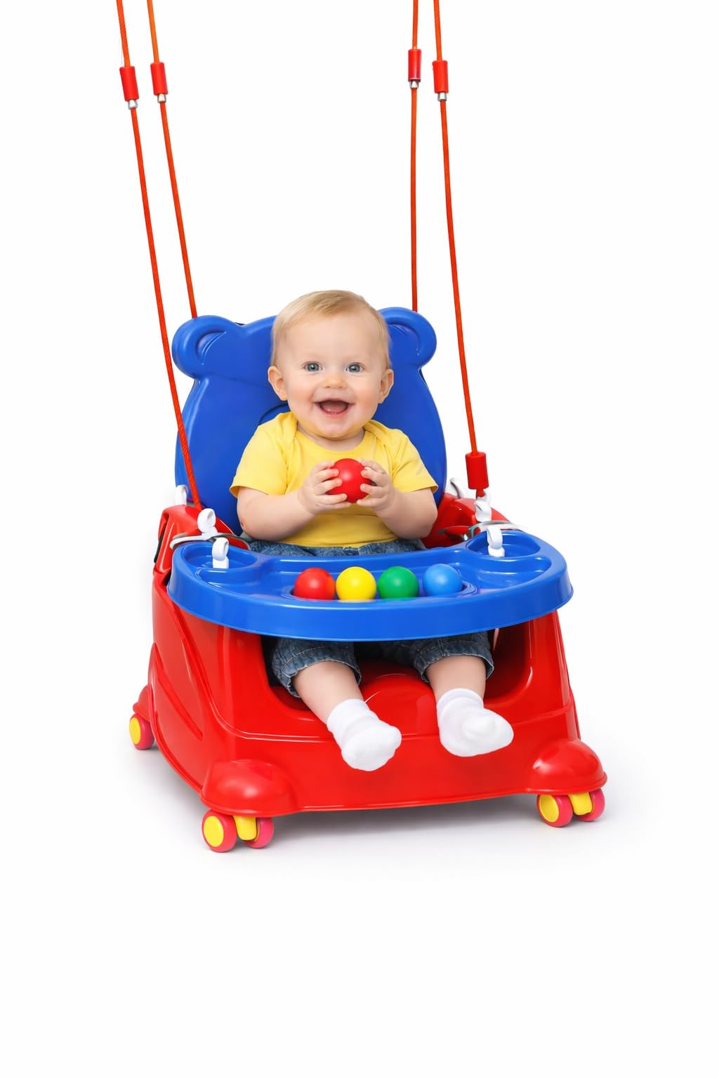6In1 Multipurpose Baby Booster Seat Cum Hanging Swing Seat | Toddler Plastic Chair With Backrest & Safety Support | Feeding Se