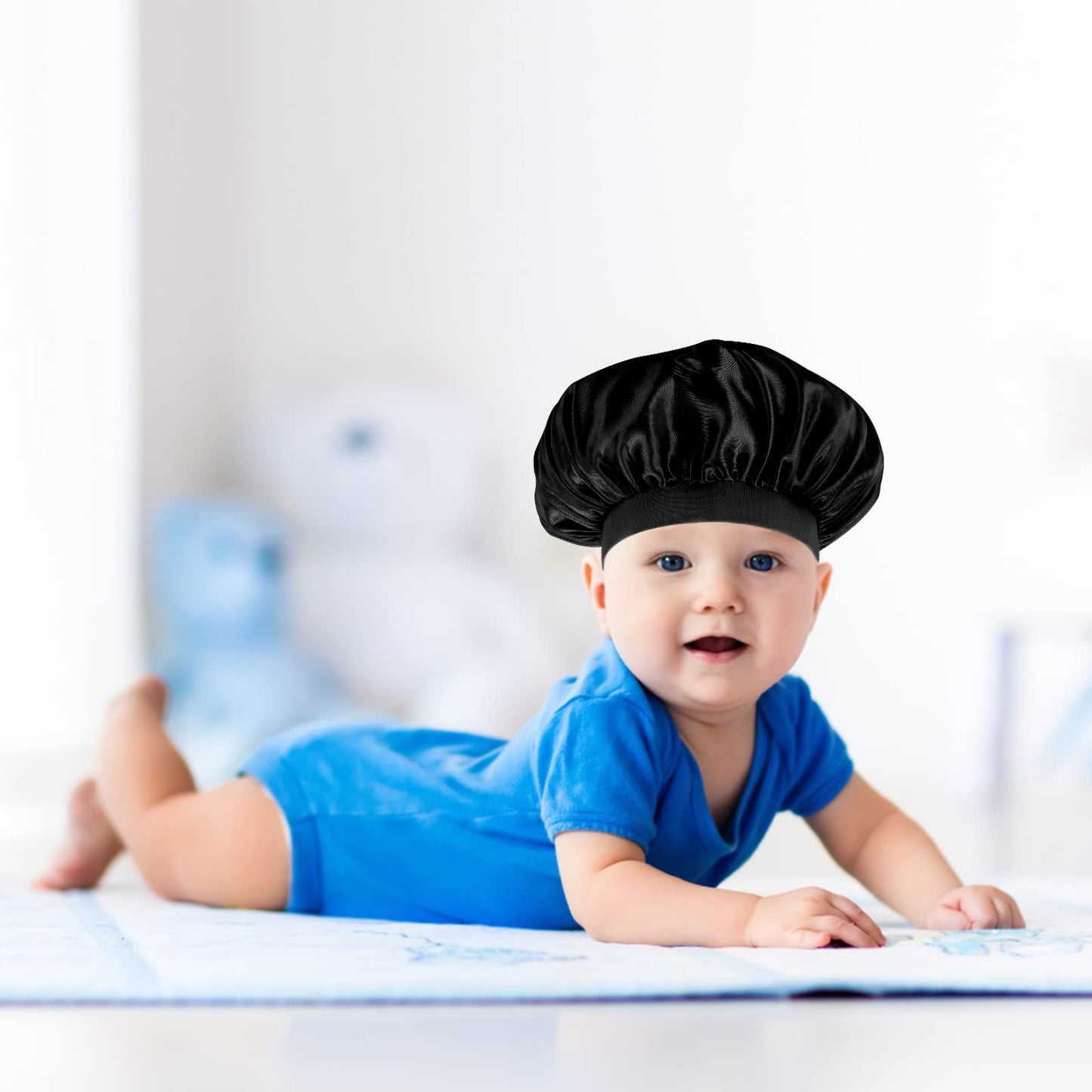 Prasacco 3 Pieces Kids Satin Bonnet Baby Bonnet Sleeping Cap Soft Silk Night Hats Colorful Satin Cap For Baby Girls Boys Natural