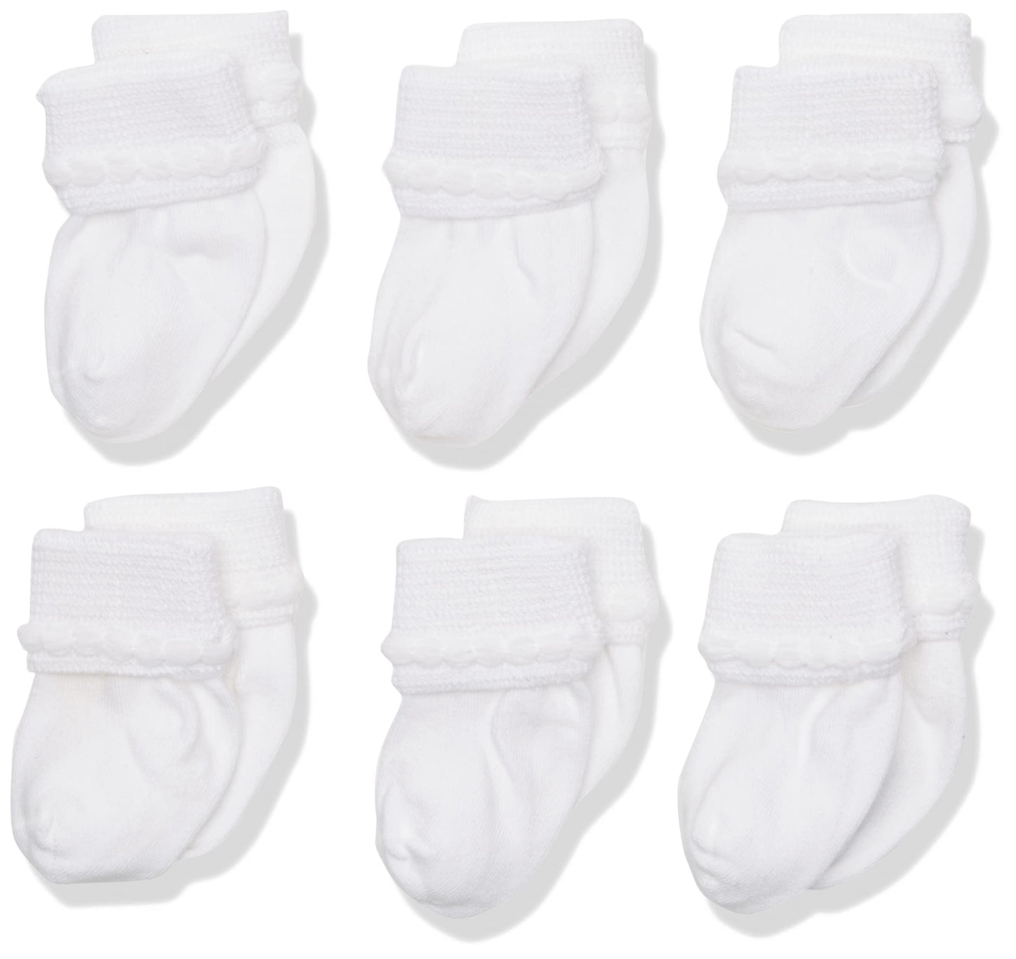 Jefferies Socks Baby Newborn Bubble Stitch Rock-A-Bye Bootie 6 Pair Pack Socks, White, Newborn
