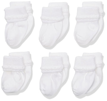 Jefferies Socks Baby Newborn Bubble Stitch Rock-A-Bye Bootie 6 Pair Pack Socks, White, Newborn