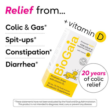 Biogaia Baby Probiotic Drops - Colic & Gas Relief + Vitamin D, 50-Day Supply, Safe For Newborns, Reduces Crying, Fussing, Colic,