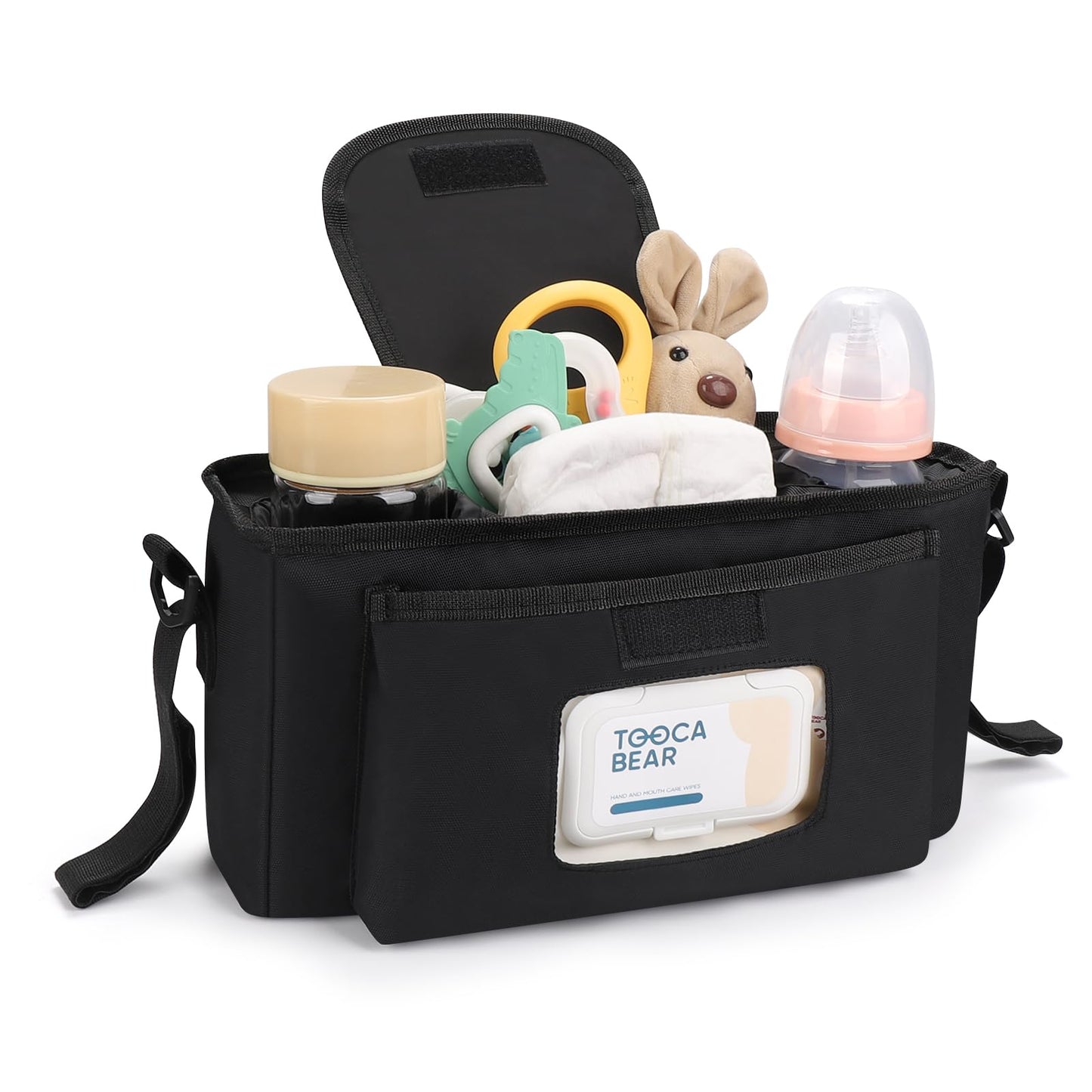 Accmor Universal Stroller Organizer With Insulated Cup Holder And Shoulder Strap, Stroller Caddy Bag Stroller Cup Holder Attachm