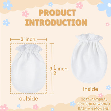 Rative Newborn Baby Cotton Gloves Sleep Sleeping No Scratch Mitten Mittens Mitts Set For 0-3 0-6 Months Boy Boys Girl Girls (6Wh