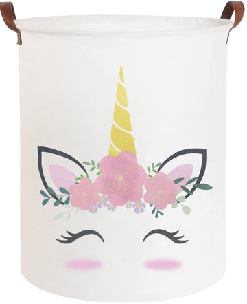Clocor Pink Unicorn Laundry Basket,Kids Toy Storage Bin,Baby Girls Dirty Clothes Hamper,Nursery Hamper For Bedroom,Bathroom Deco
