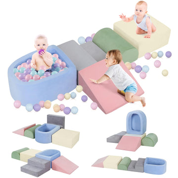 Whiffee Foam Climbing Blocks For Toddler, Toddler Climbing Toys Indoor, Toddler Foam Climbing Blocks With Ball Pit For Baby, Tod