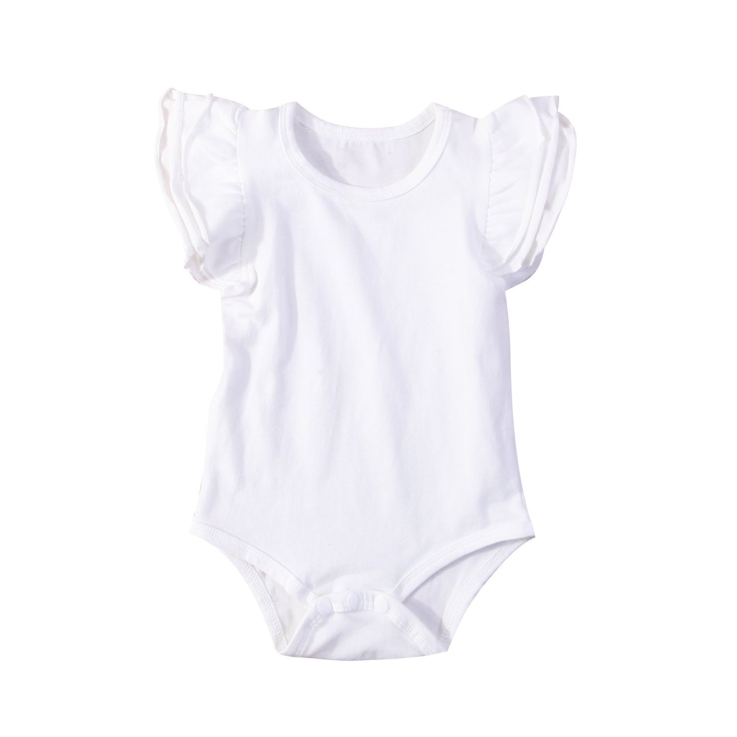 Infant Baby Girl Basic Ruffle Short Sleeve Cotton Romper Bodysuit Tops Clothes (White, 9-18 Months)