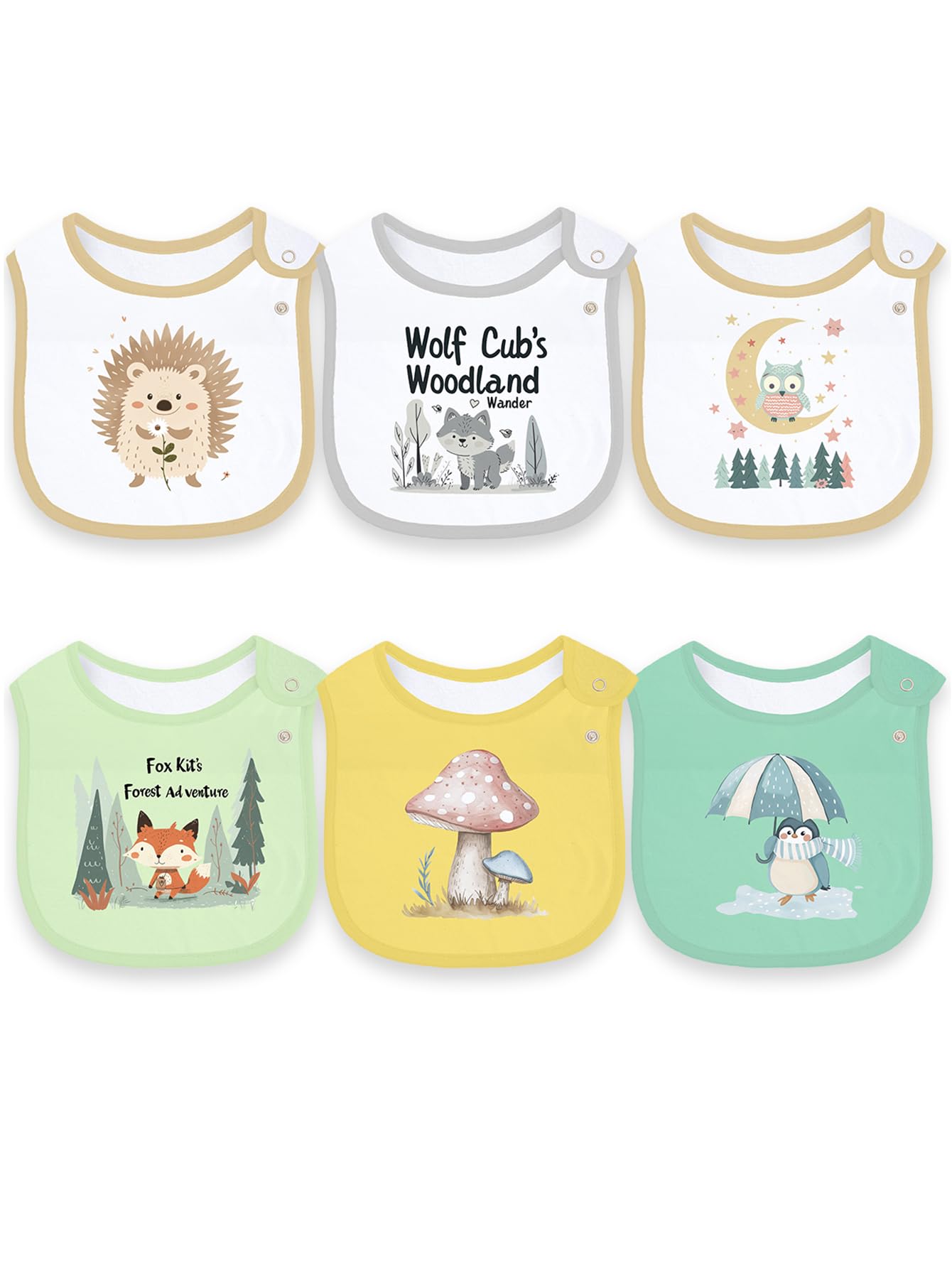 Baby Bibs For Boys And Girls, Waterproof Cotton 6 Pack, Drool And Mealtime (Multi1A)