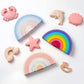 MCGMITT Rainbow Stacking Toy, Silicone Rainbow Stacker for Todders, Montessori Nesting Blocks, Building Creative Color Shape Mat