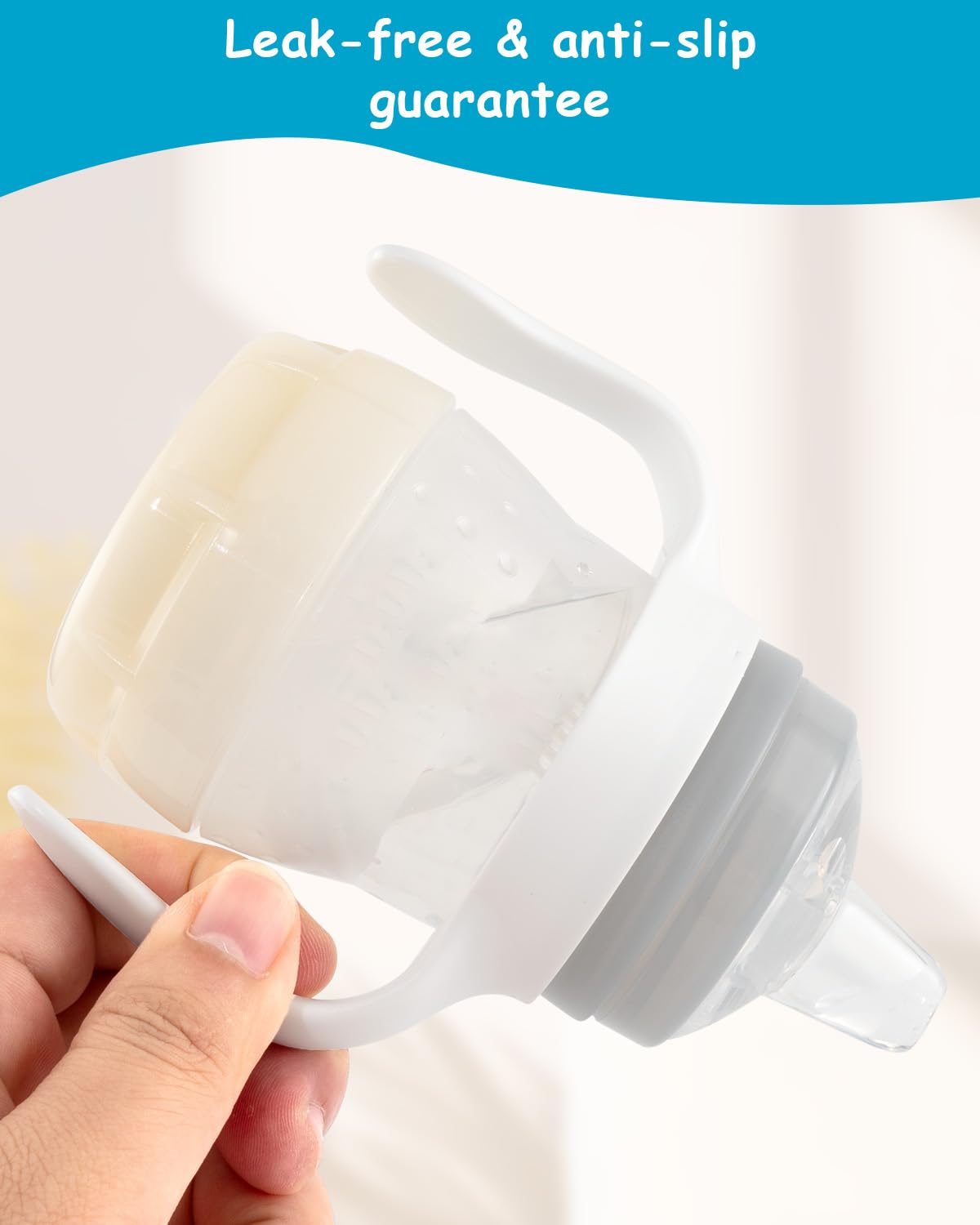 Sippy Cup Conversion Kit For Mam Bottles, Spill-Proof Transition Kit With Silicone Sippy Spout Nipple, Weighted Straw, Handle, 3