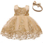 Cmmchaah Infant Girls Easter Big Bowknot Dress Baby Little Girls Tulle Lace Wedding Party Ball Gown Frocks (Golden02,60)