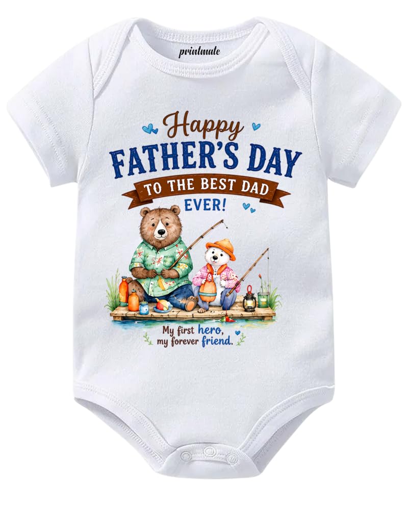 My First Hero My Forever Friend Printed Soft Cotton FatherS Day Romper Dress Bodysuit Outfit For Baby Boys & Girls (01)