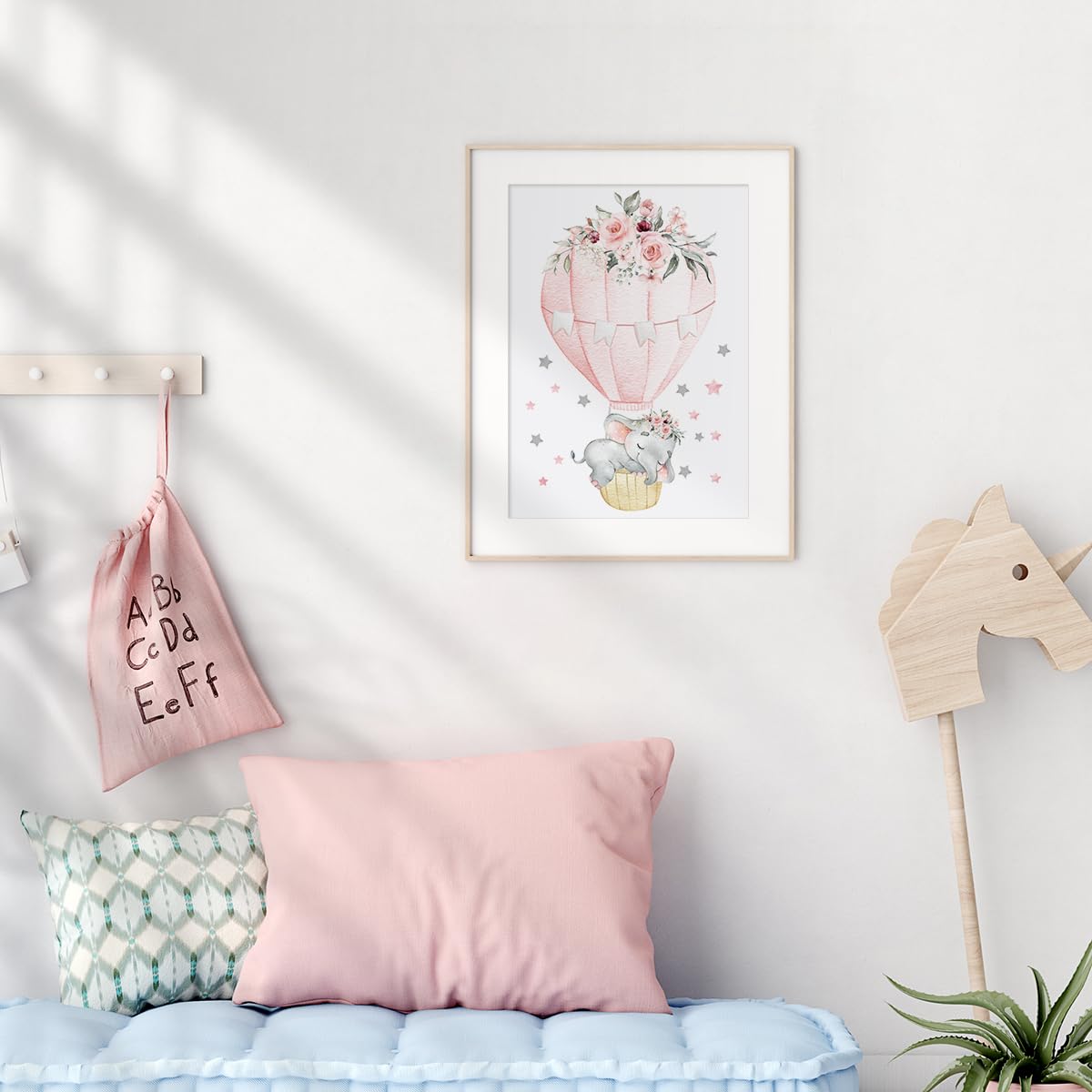 Canssape Set Of 4 Baby Wall Decor Pink Nursery Wall Art Decor For Girls Dream Big Little One Pink Elephant Kids Room Decor Poste