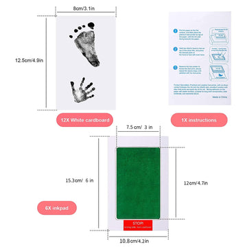 Outus 18 Pieces Baby Inkless Handprint And Footprint Kit 6 Safe Hand And Foot Ink Pad Clean Touch Dog Paw Print Stamp Kit And 12