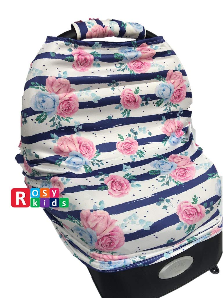 7Pc Baby Boy Baby Girl Whole Set Of Infant Car Seat Cover Canopy Hat Nursing Scarf, 01At02