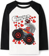 Tkria Valentine Children'S Boy Monster Truck Long Sleeve Graphic T-Shirt Kid'S I Dig You Construction Truck Valentine Day Shirt
