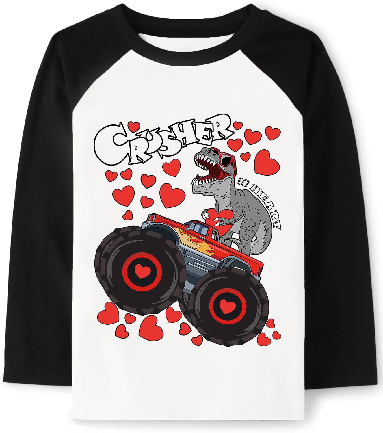 Tkria Toddler Kids Dino Loving Mama Vintage Unisex Valentine Day Shirt Kids Valentine Monster Truck Baseball Vintage Shirts 5T