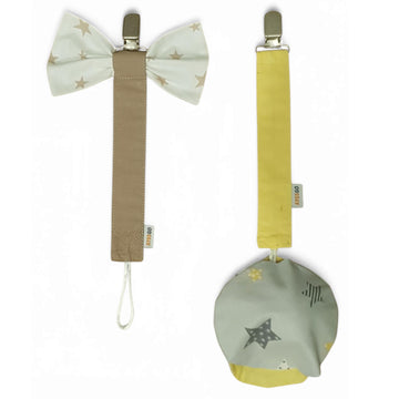 Protective Pacifier Clip, Bowtie & Round - Ultra-Durable & Handmade, 2-Pack With 100% Cotton Fabric - Safe & Stylish Baby Essent