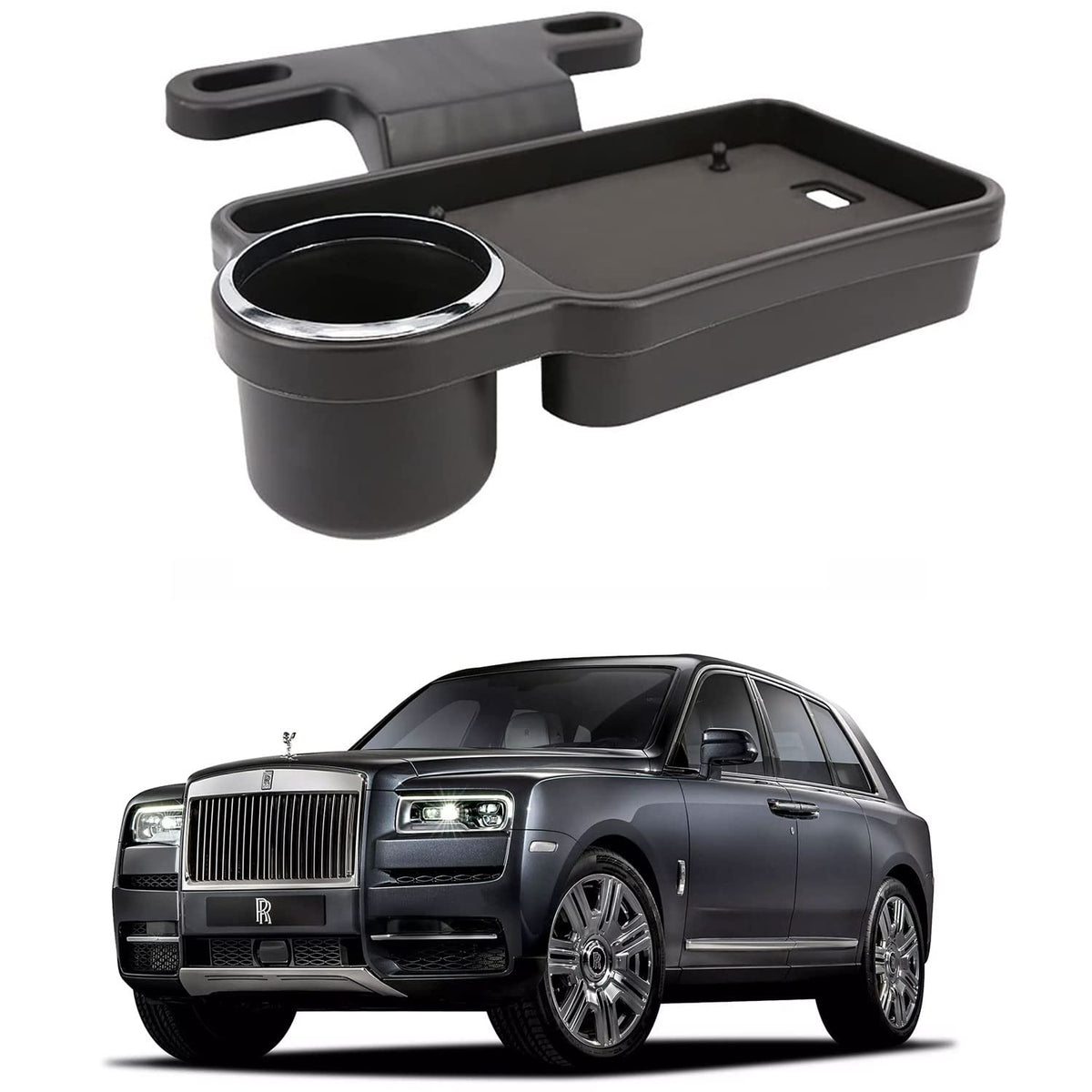 Oshotto (FT04) Foldable Car Auto Headrest Rear Back Seat Table Drink Food Cup Tray Holder Compatible with Rolls Royce Cullinan 