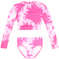Kanu Surf Girls Long Sleeve Rashguard Upf 50 Two Piece Swim Set, Beach Girl Pink, 12