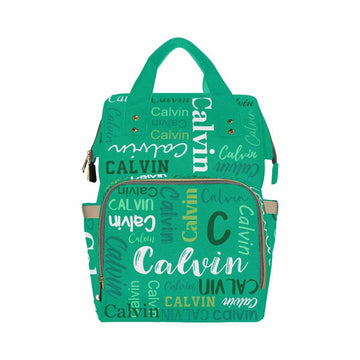 Artsadd Custom Name Diaper Bag With Thermal Pockets, Green Monogram Travel Shoulder Bag Customized Baby Backpack With Name Causa