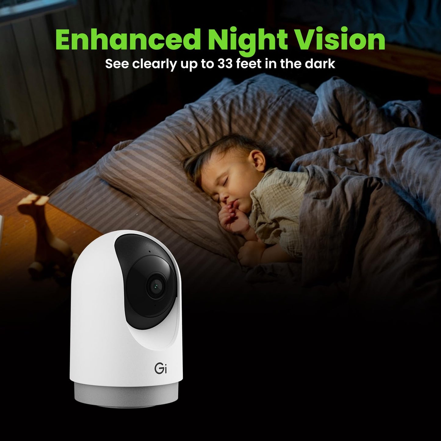 Gearit Indoor Cameras For Home Security - Camera With Pan/Tilt & Clear 2K Hd Video - 33 Ft Night Vision, 2 Way Audio, Motion Det