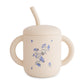 mushie 100% Silicone Training Cup & Straw for Toddlers | 6 Months+ (Lilac Flowers)